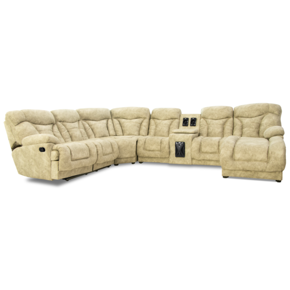 Sala Reclinable Morelia 5 Piezas Con Bocinas Audio y Consola Color Arena 1000021558