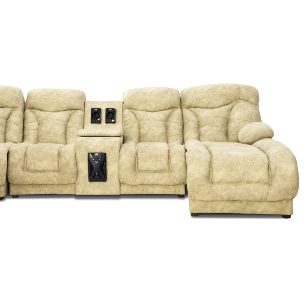 Sala Reclinable Morelia 5 Piezas Con Bocinas Audio y Consola Color Arena 1000021558