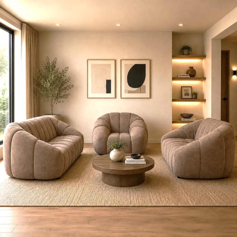 Sala Completa 3-2-1 Parma 3 Piezas con Sofa Love Color Beige 1000021662