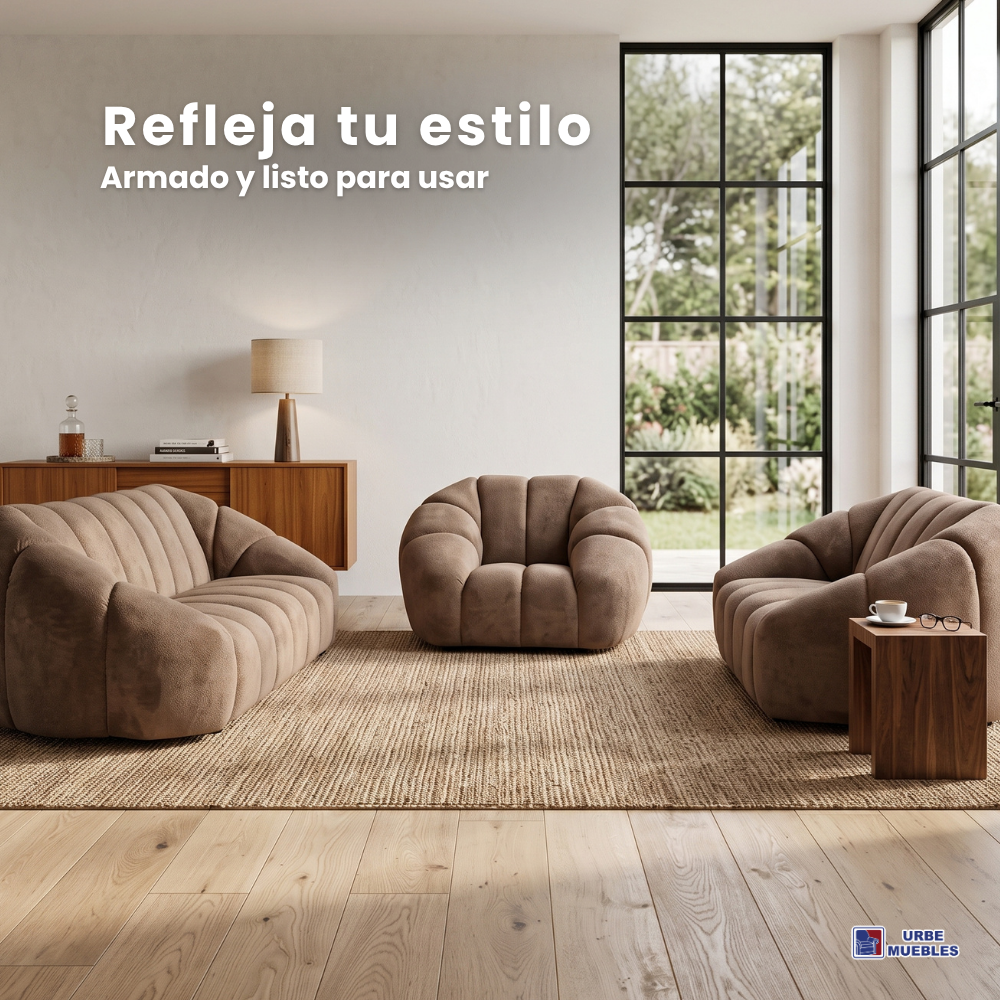Sala Completa 3-2-1 Parma 3 Piezas con Sofa Love Color Beige
