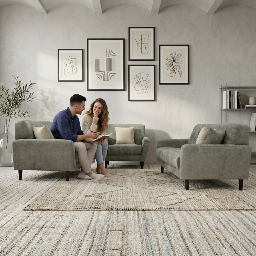Sala Completa Ena (3-2-1) 3 Piezas 6 Plazas Color Gris 1000021665