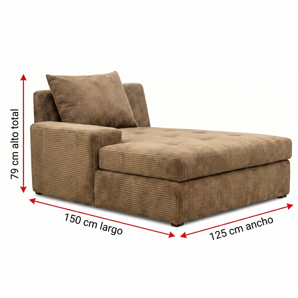 Sala Modular Dana 2 Piezas Con Chaise Longue Color Café 1000021666