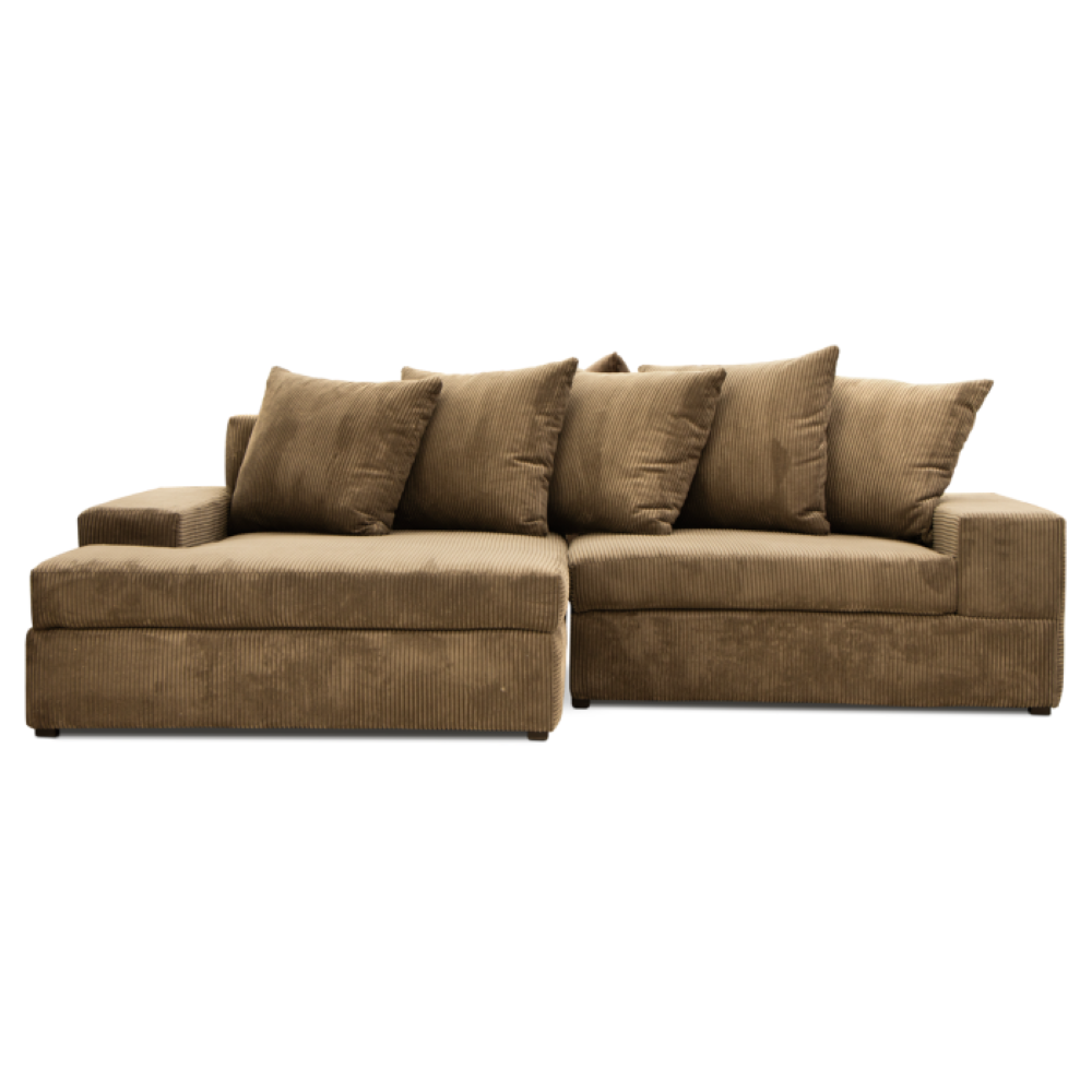 Sala Modular Dana 2 Piezas Con Chaise Longue Color Café 1000021666
