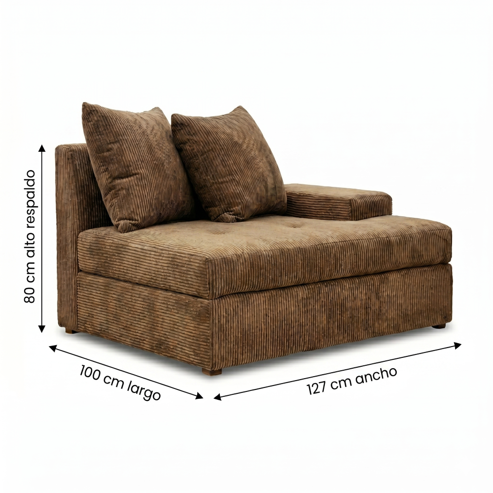 Sala Modular Dana 2 Piezas Con Chaise Longue Color Café 1000021666