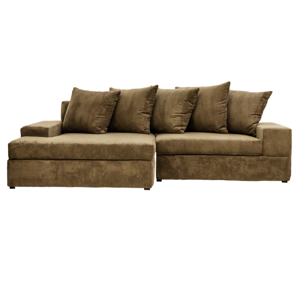 Sala Modular Dana 2 Piezas Con Chaise Longue Color Café 1000021666