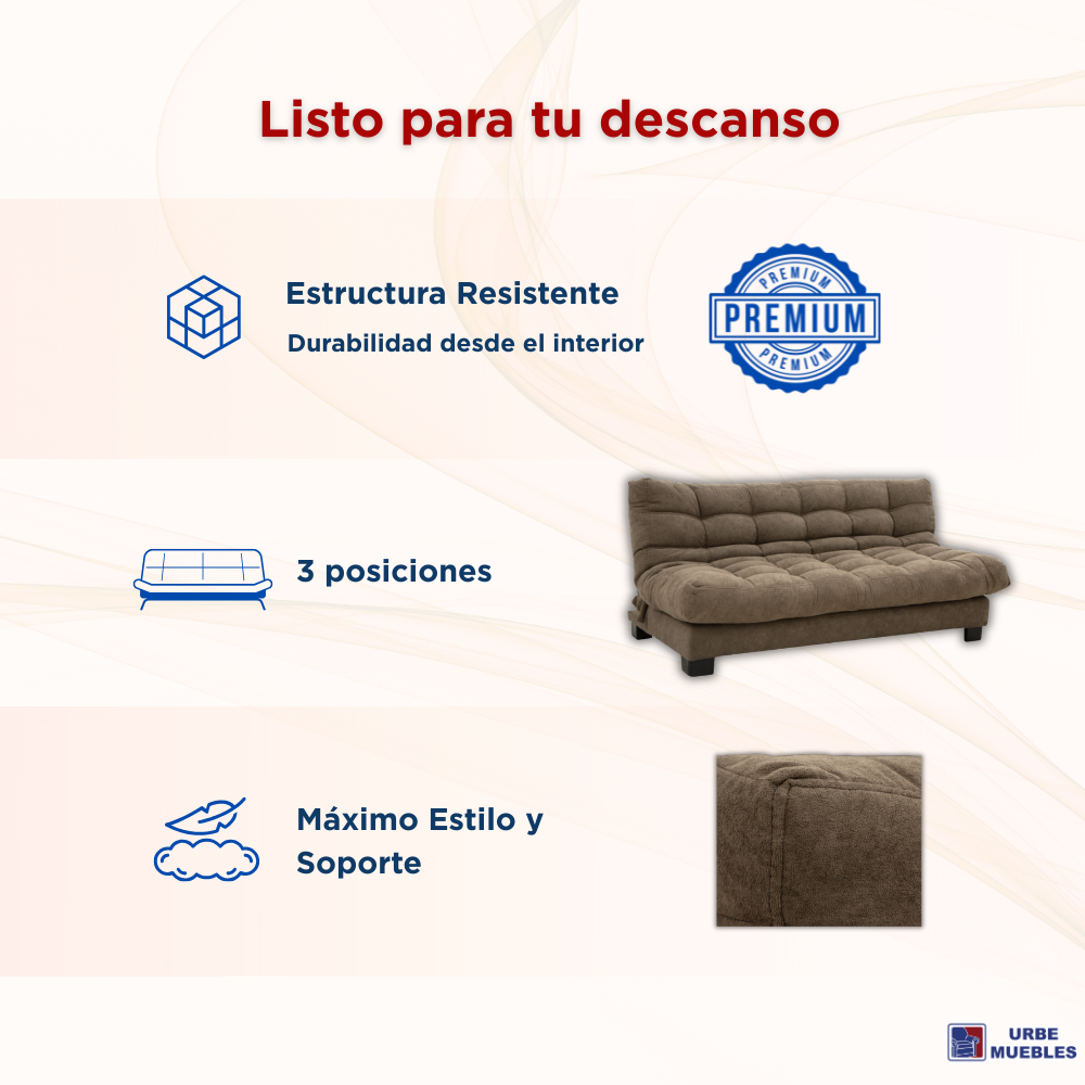 Sofa Cama Reclinable Bristol Capitonado 3 Plazas Chocolate 1000021667