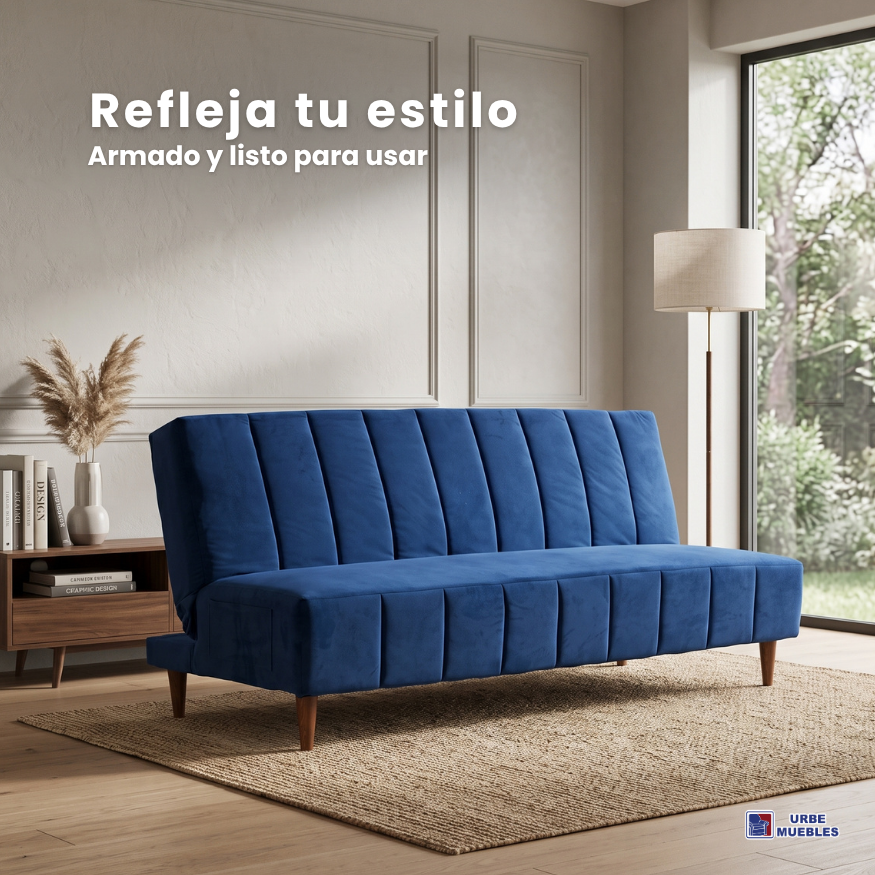 Sofa Cama Reclinable 3 Posiciones Kamakura Color Azul