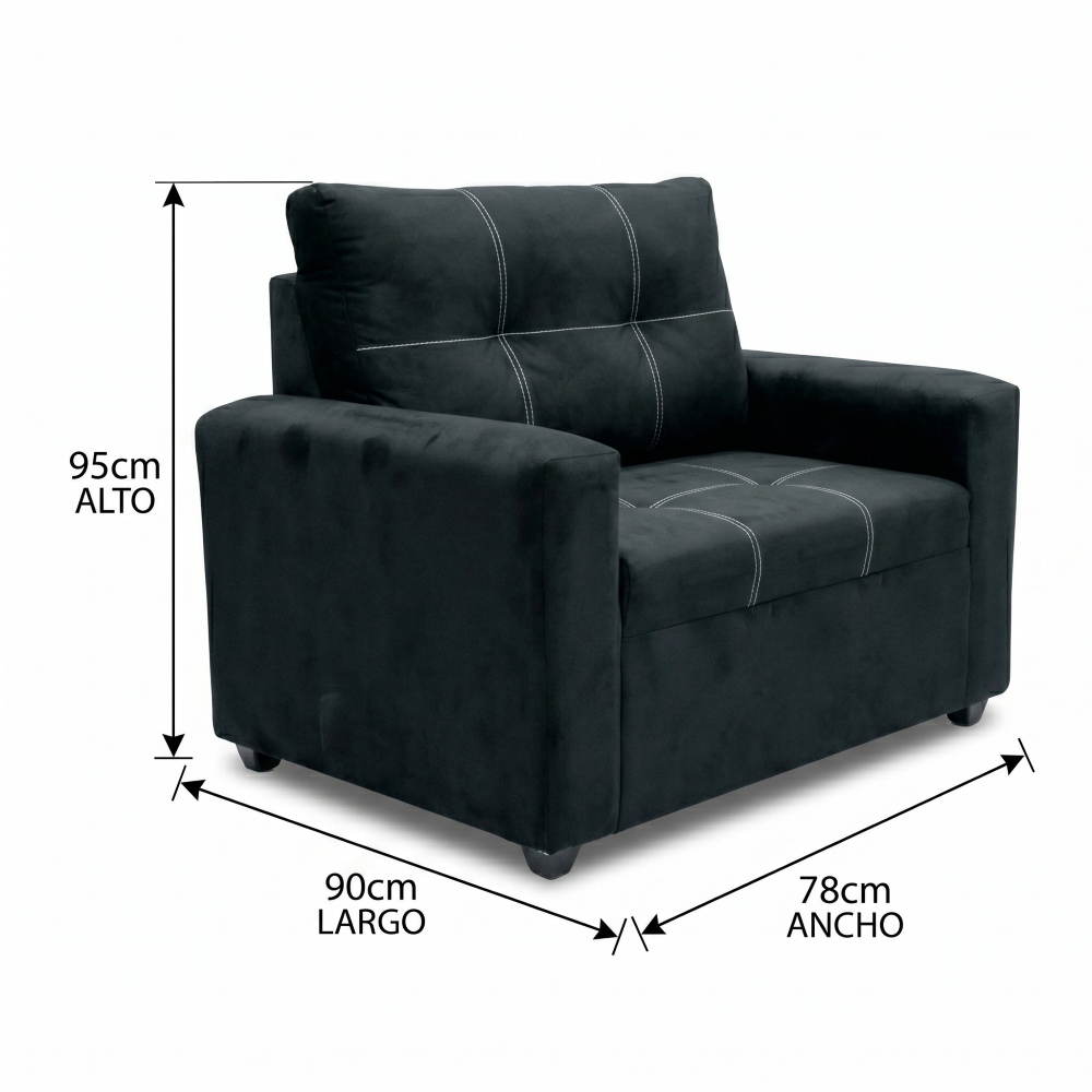 Sala Completa Jatziry 3-2-1 Moderna Color Negro 1000021847