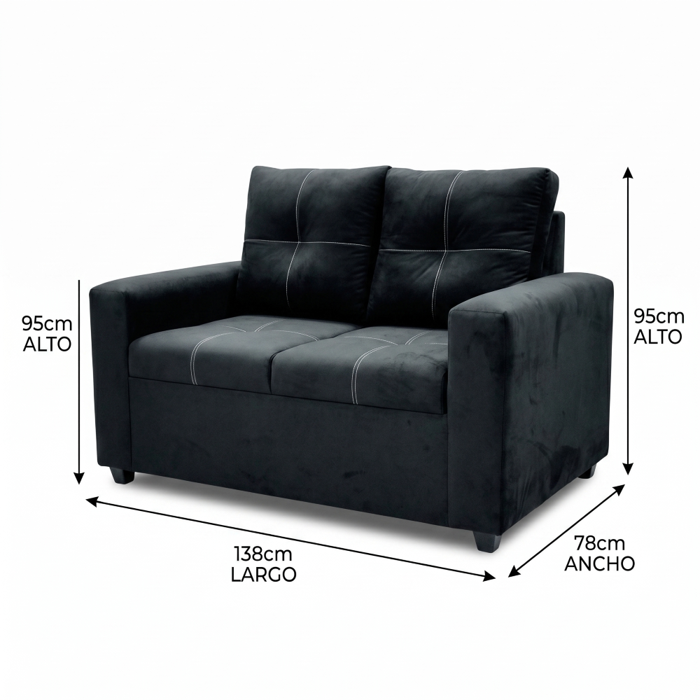 Sala Completa Jatziry 3-2-1 Moderna Color Negro 1000021847