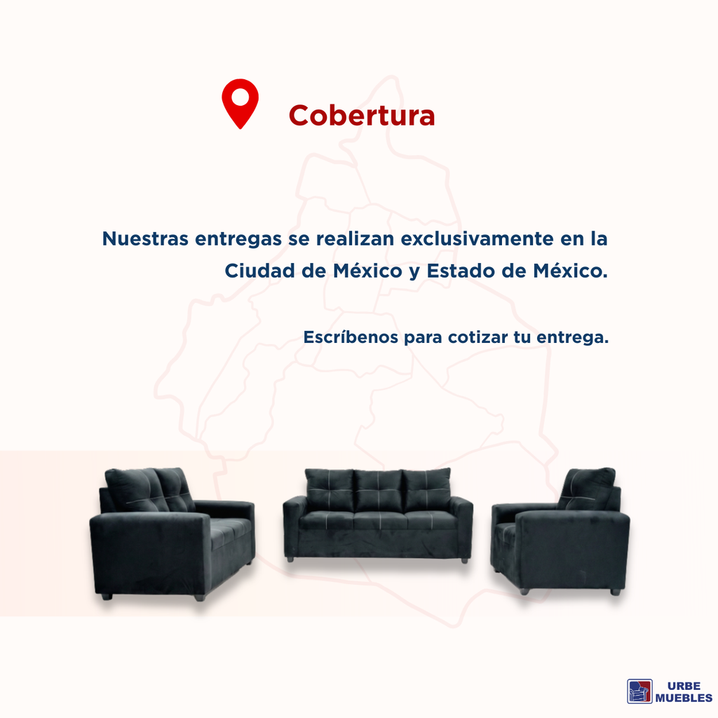 Sala Completa Jatziry 3-2-1 Moderna Color Negro 1000021847