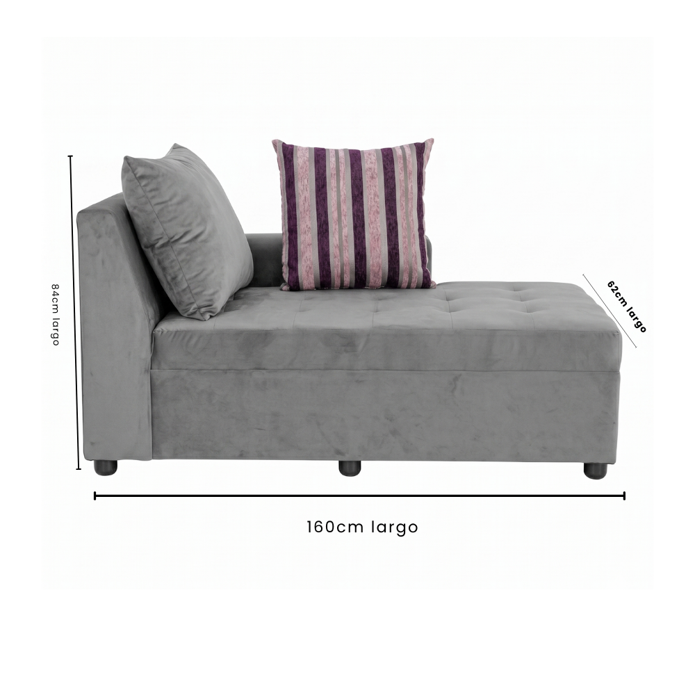 Sala Esquinera Lliyo con Chaise Longue Color Gris 1000021854
