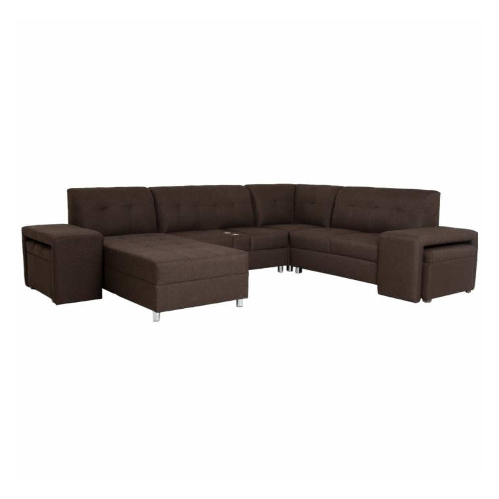 Sala Esquinera Lisse Chaise Longue y Taburetes Color Chocolate 1000021865C