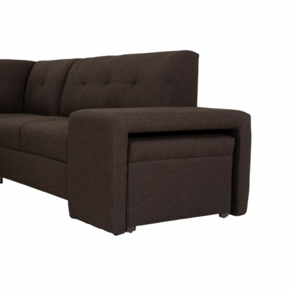 Sala Esquinera Lisse Chaise Longue y Taburetes Color Chocolate 1000021865C