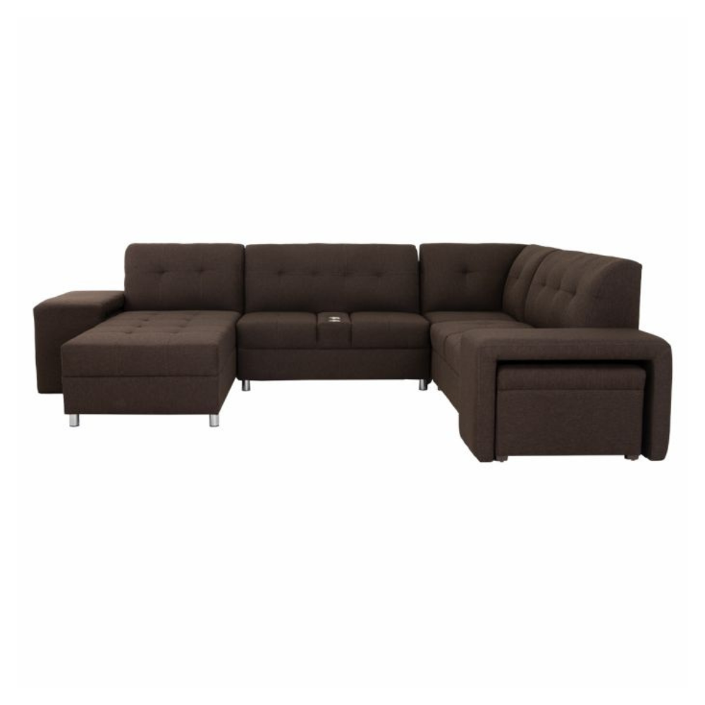 Sala Esquinera Lisse Chaise Longue y Taburetes Color Chocolate 1000021865C