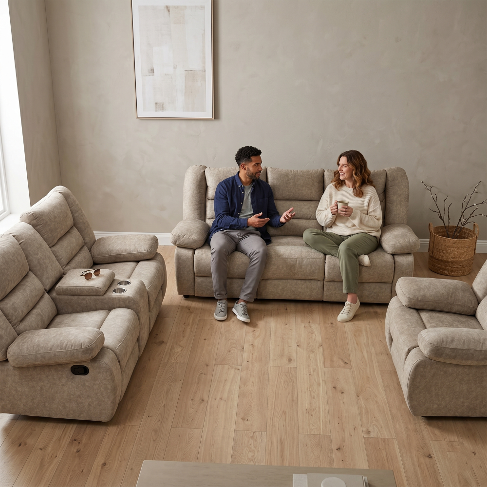 Sala Completa Reclinable Orleans 3-2-1 Confort Color Beige 1000021866