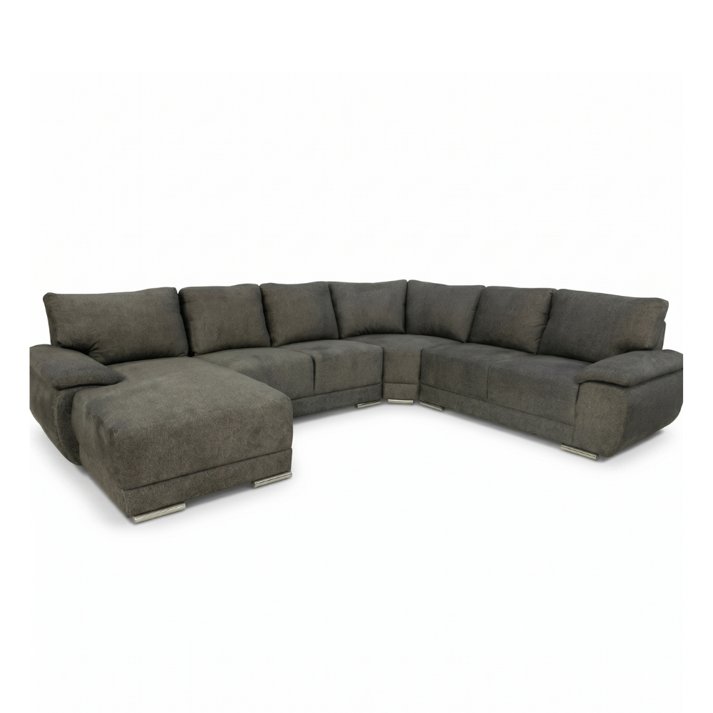 Sala Esquinera Moderna Valeto 4 Pzs Con Chaise Longue Gris 1000021950