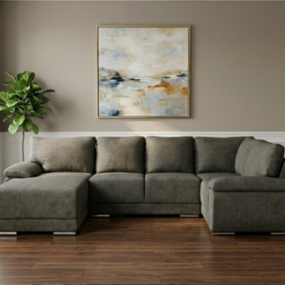 Sala Esquinera Moderna Valeto 4 Pzs Con Chaise Longue Gris 1000021950