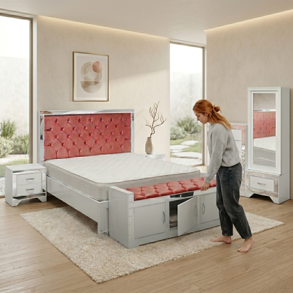 Recámara Completa King Size Cristal 6 piezas Color Blanco 1000023060
