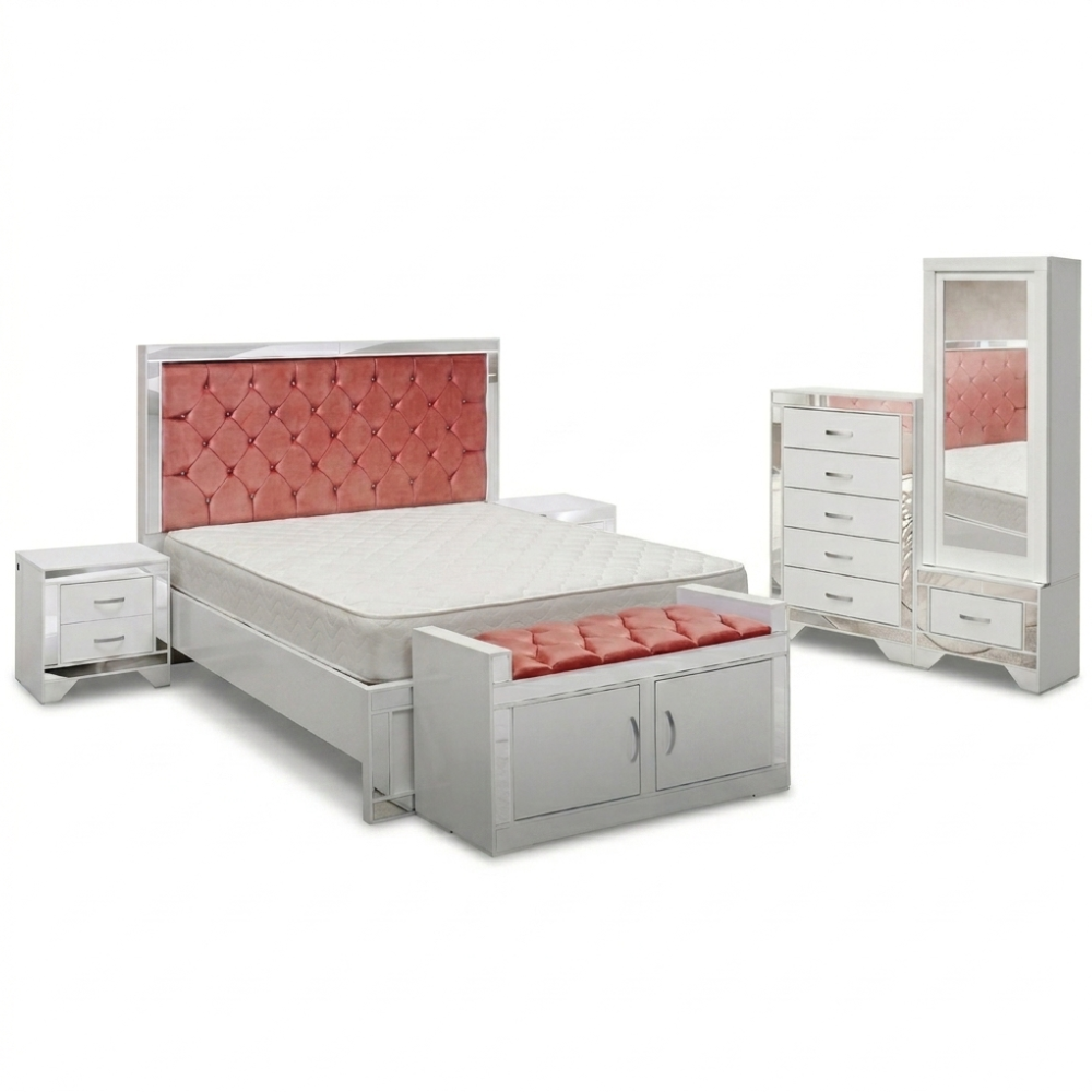 Recámara Completa King Size Cristal 6 piezas Color Blanco 1000023060