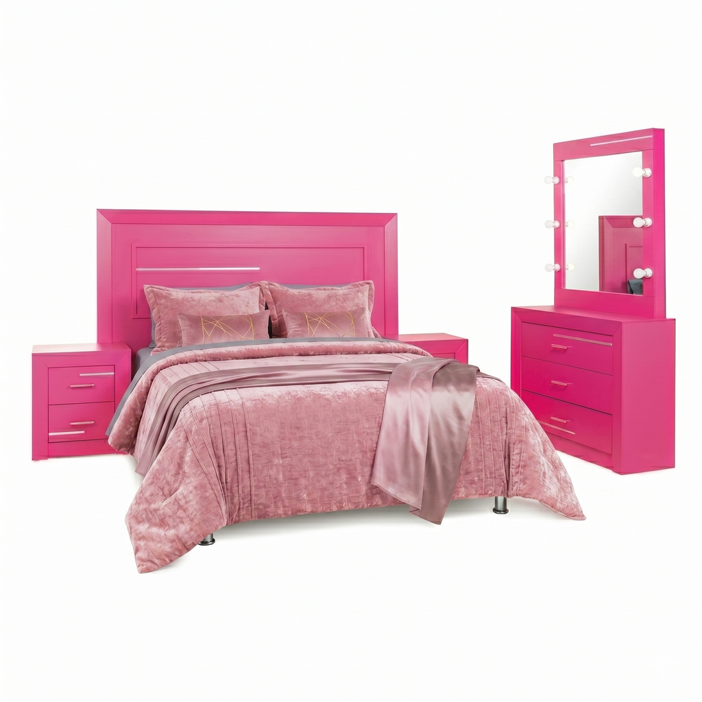 Recámara Completa King Size Soy Una Estrella 4 piezas Color Rosa 1000023069