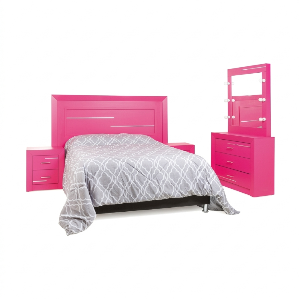 Recámara Completa King Size Soy Una Estrella 4 piezas Color Rosa 1000023069