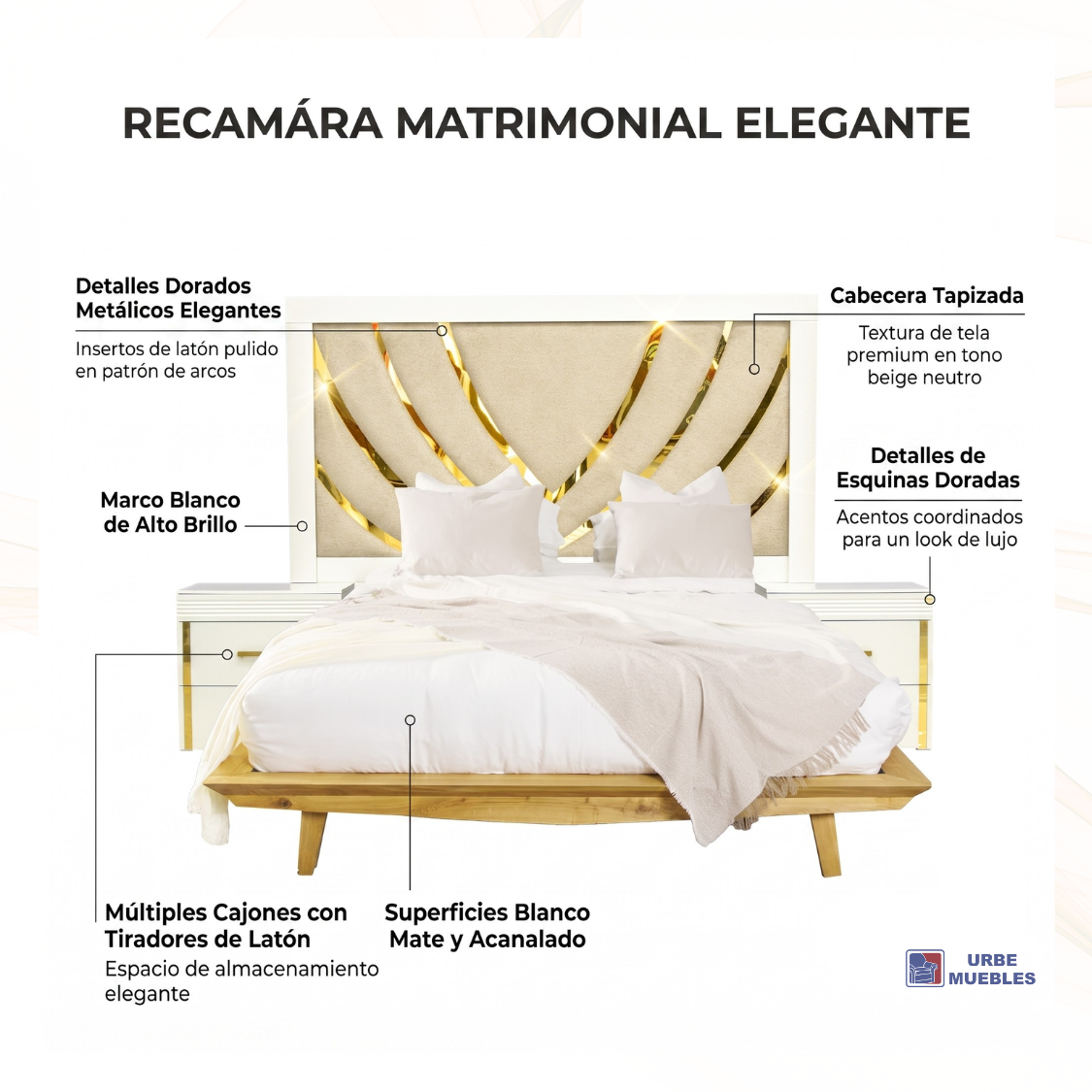 Recámara Completa King Size Aladin 5 Piezas 1000018504