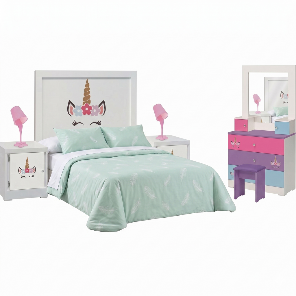 Recámara Infantil Matrimonial Unicornio 4 piezas Color Blanco 1000023210