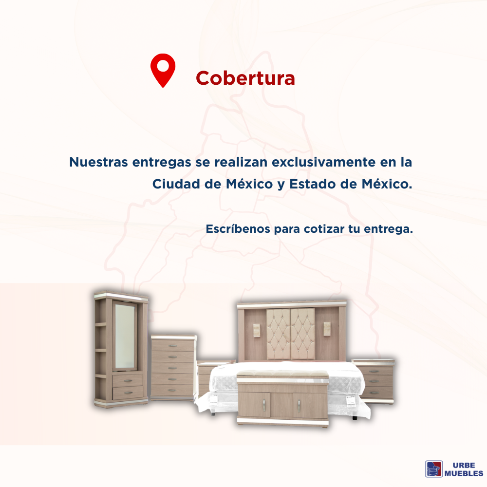 Recámara Completa King Size Coral 6 Piezas con Espejo