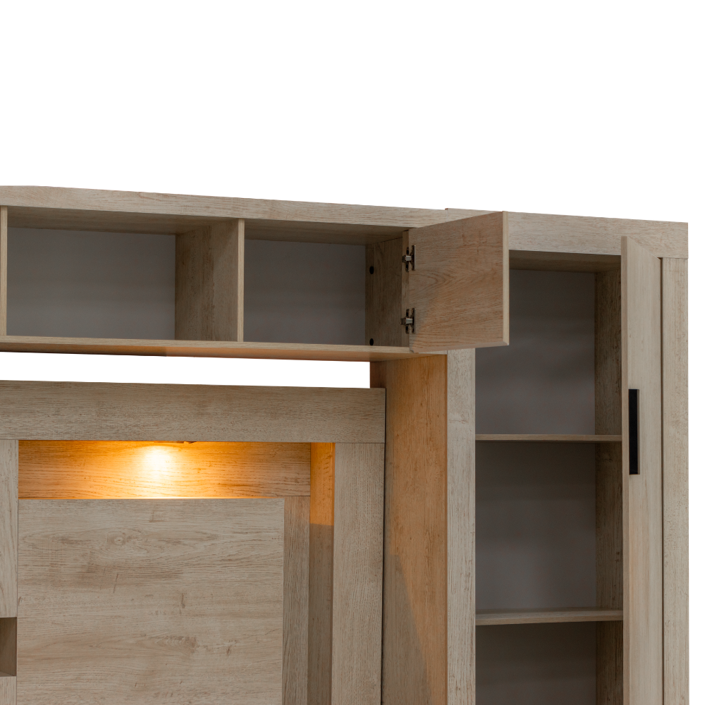 Recámara King Size Finlandia 4 Piezas con Cajonera y Espejo Color Beige