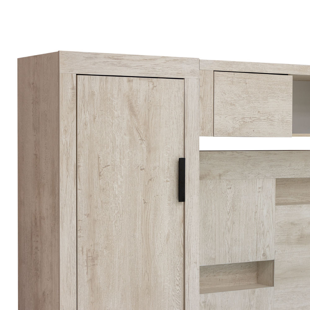 Recámara King Size Finlandia 4 Piezas con Cajonera y Espejo Color Beige