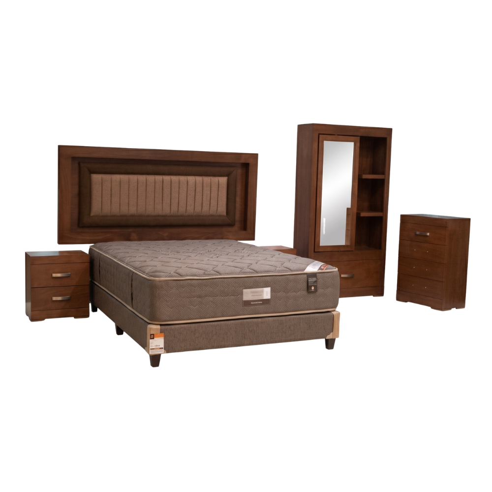 Recámara King Size Toscana 5pz Cajonera Zapatera con Espejo Color Chocolate 1000023229