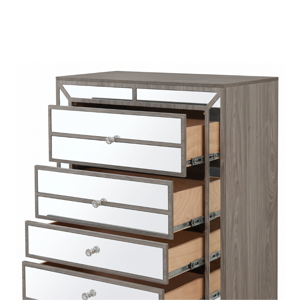 Recámara King Size Nona 5pz Zapatera con Espejo Y Cajonera Color Gris 1000023291