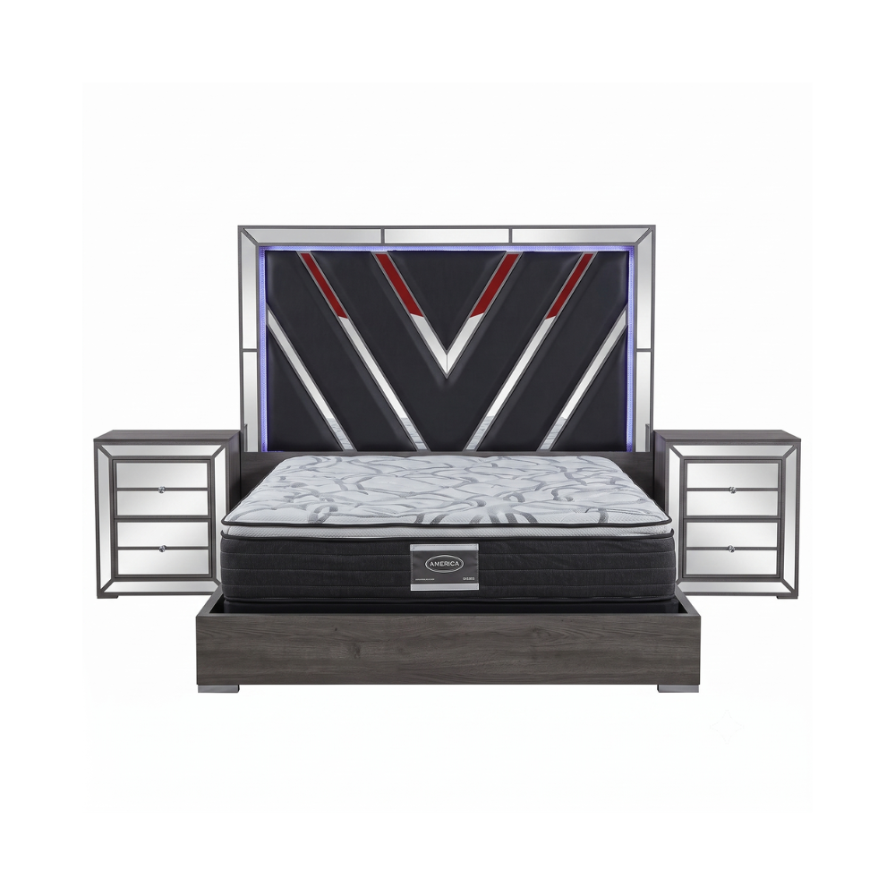Recámara King Size Nona 5pz Zapatera con Espejo Y Cajonera Color Gris 1000023291