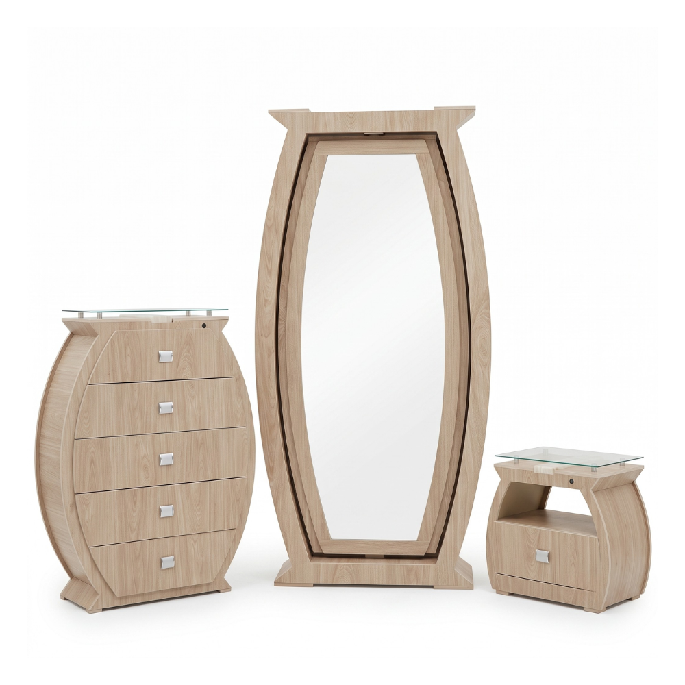 Recámara King Size Doga 6pz Cabecera Cómoda Baúl Color Natural 1000023294