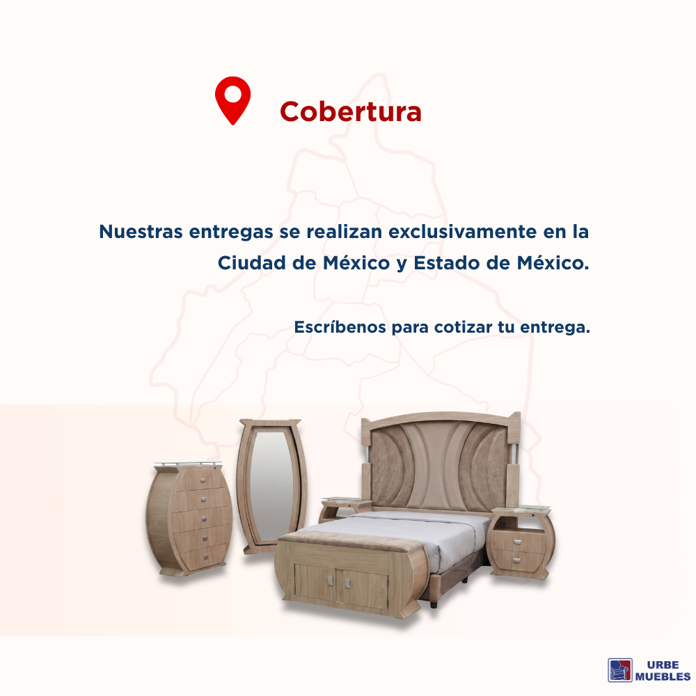 Recámara King Size Doga 6pz Cabecera Cómoda Baúl Color Natural 1000023294