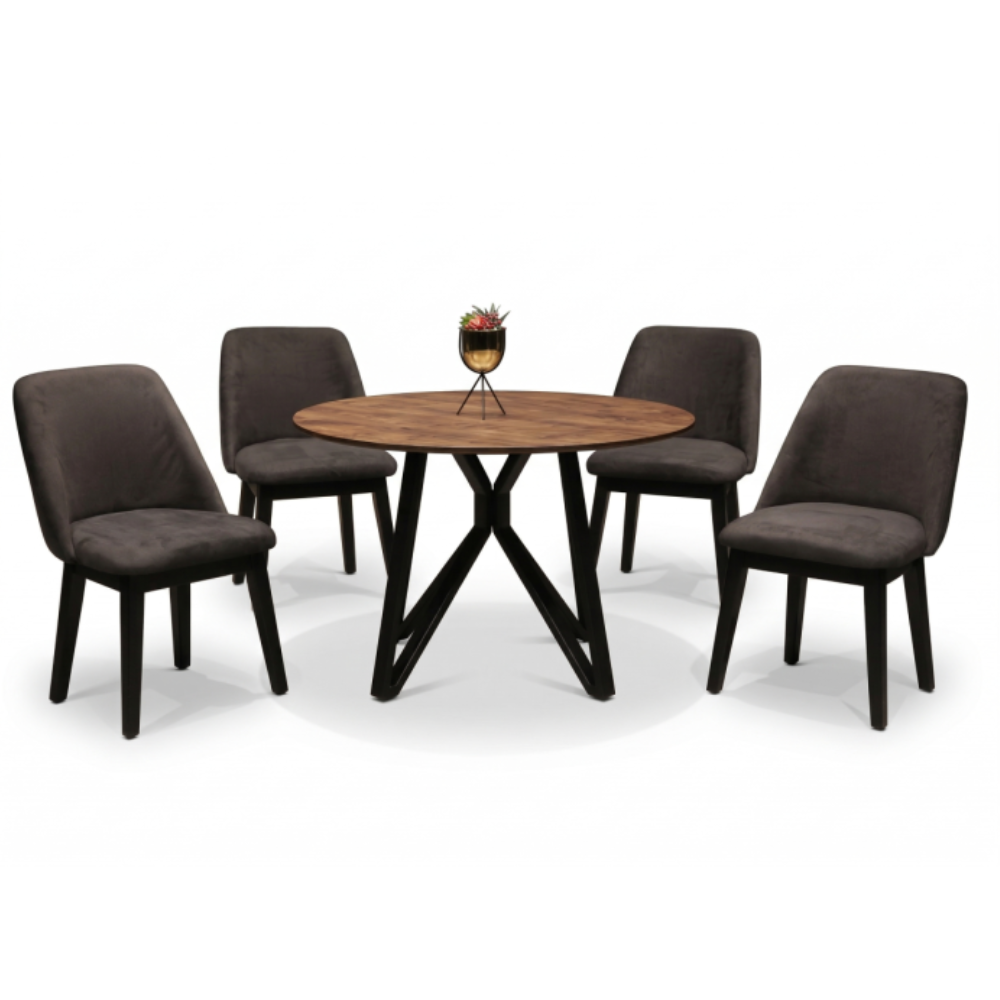 Antecomedor Lawrence 4 Sillas Color Natural Tapizado Café 1000024027