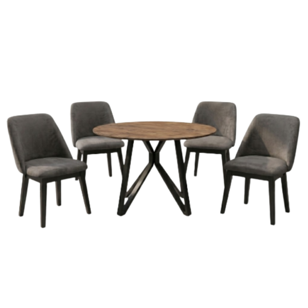 Antecomedor Lawrence 4 Sillas Color Natural Tapizado Café 1000024027
