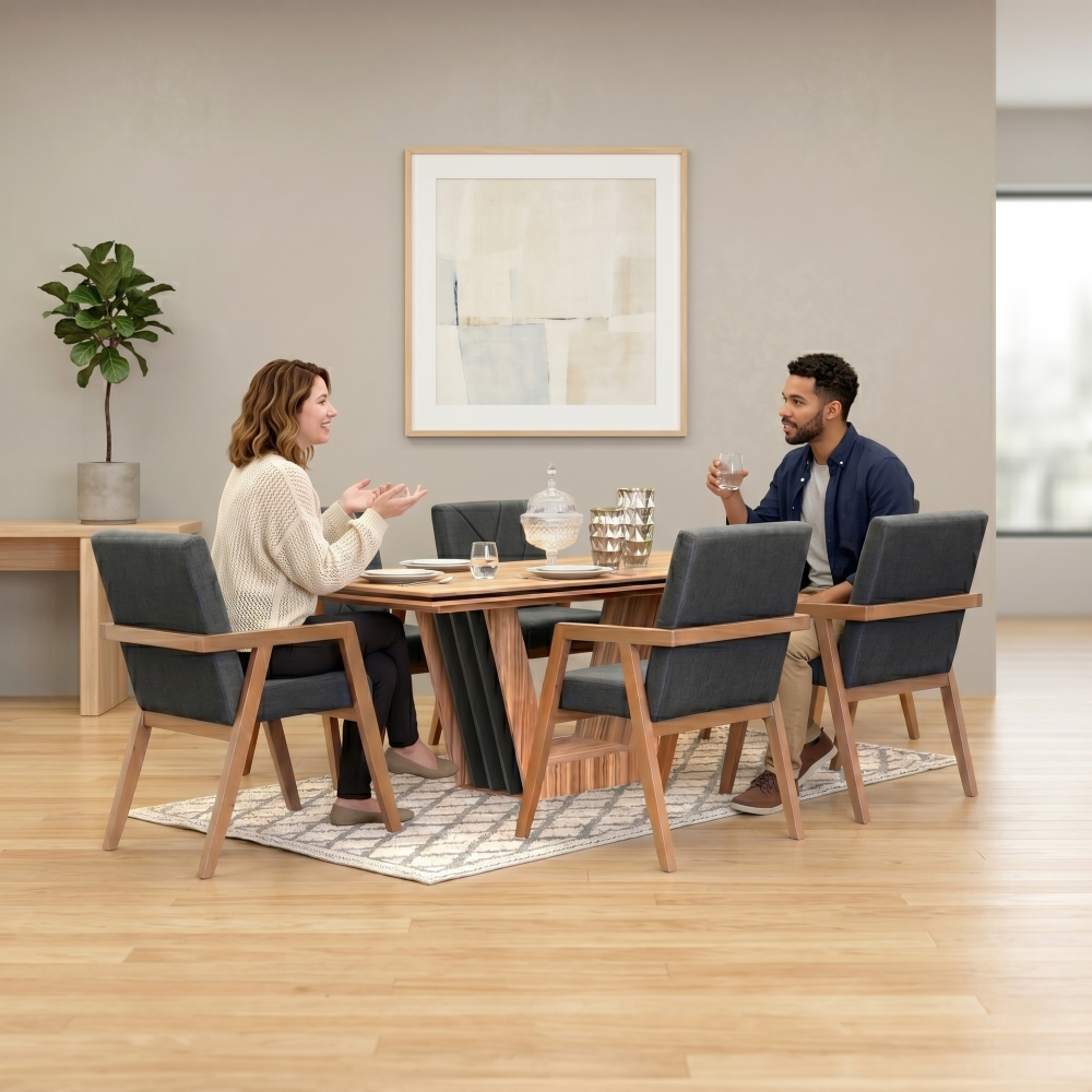 Antecomedor York 6 Sillas Minimalista Color Natural 1000024036