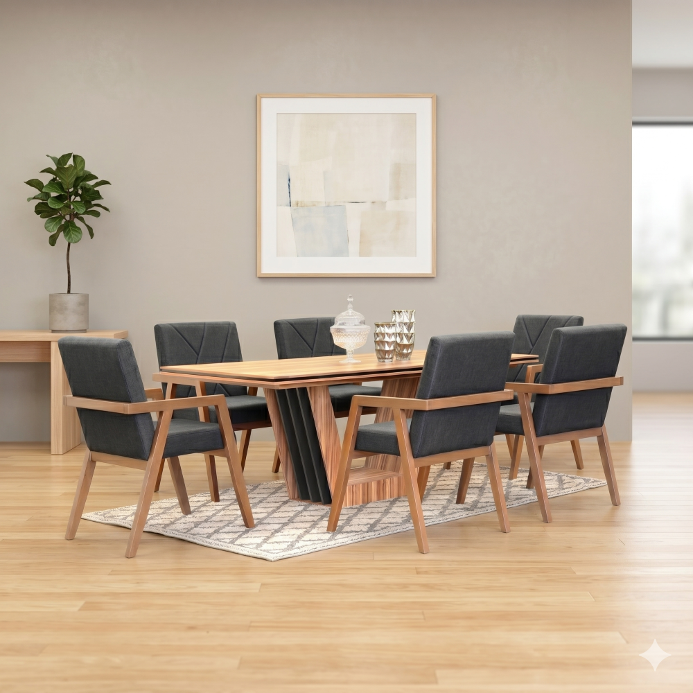 Antecomedor York 6 Sillas Minimalista Color Natural 1000024036