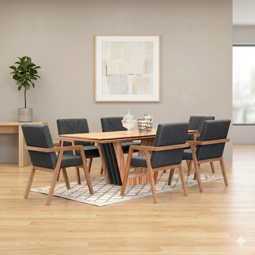 Antecomedor York 6 Sillas Minimalista Color Natural