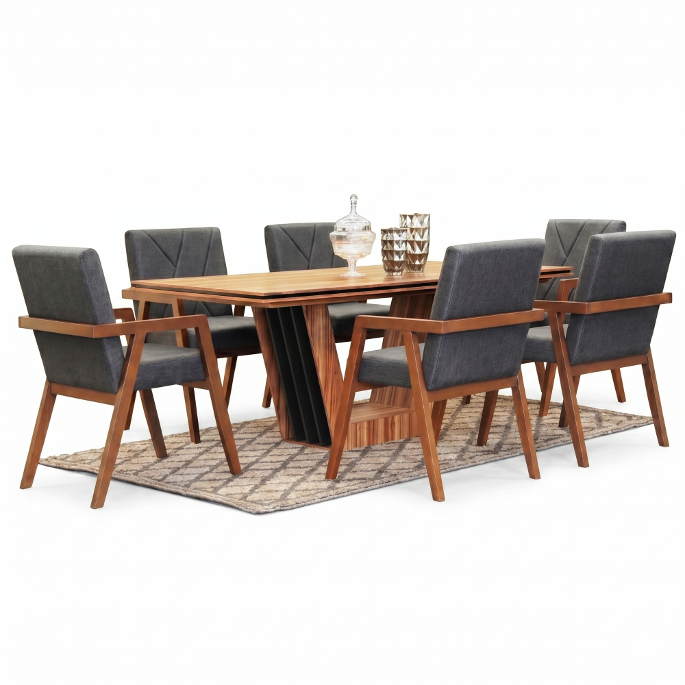 Antecomedor York 6 Sillas Minimalista Color Natural 1000024036