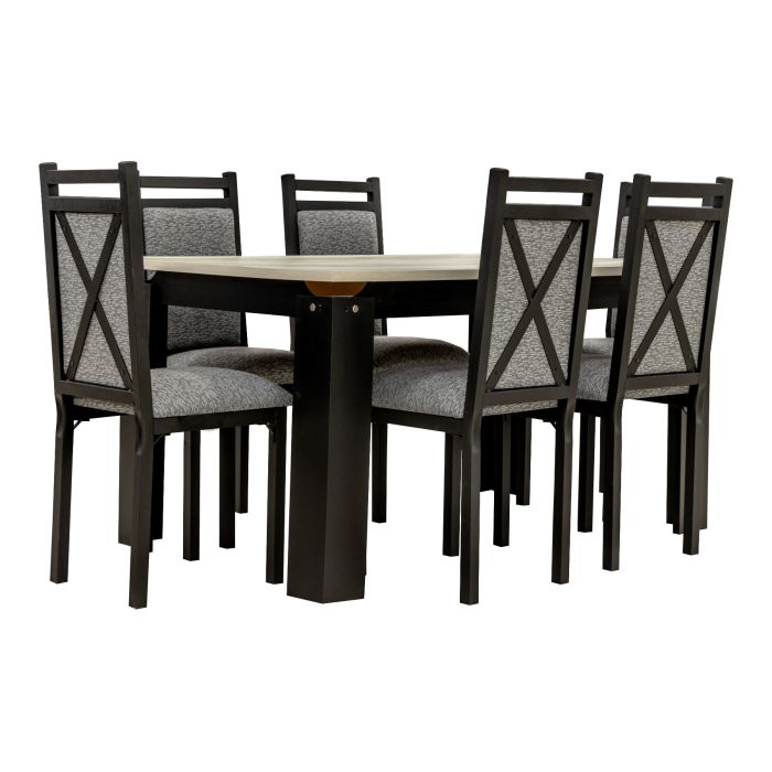 Antecomedor 6 Sillas Tapizadas Gisela Color Gris 1000024135