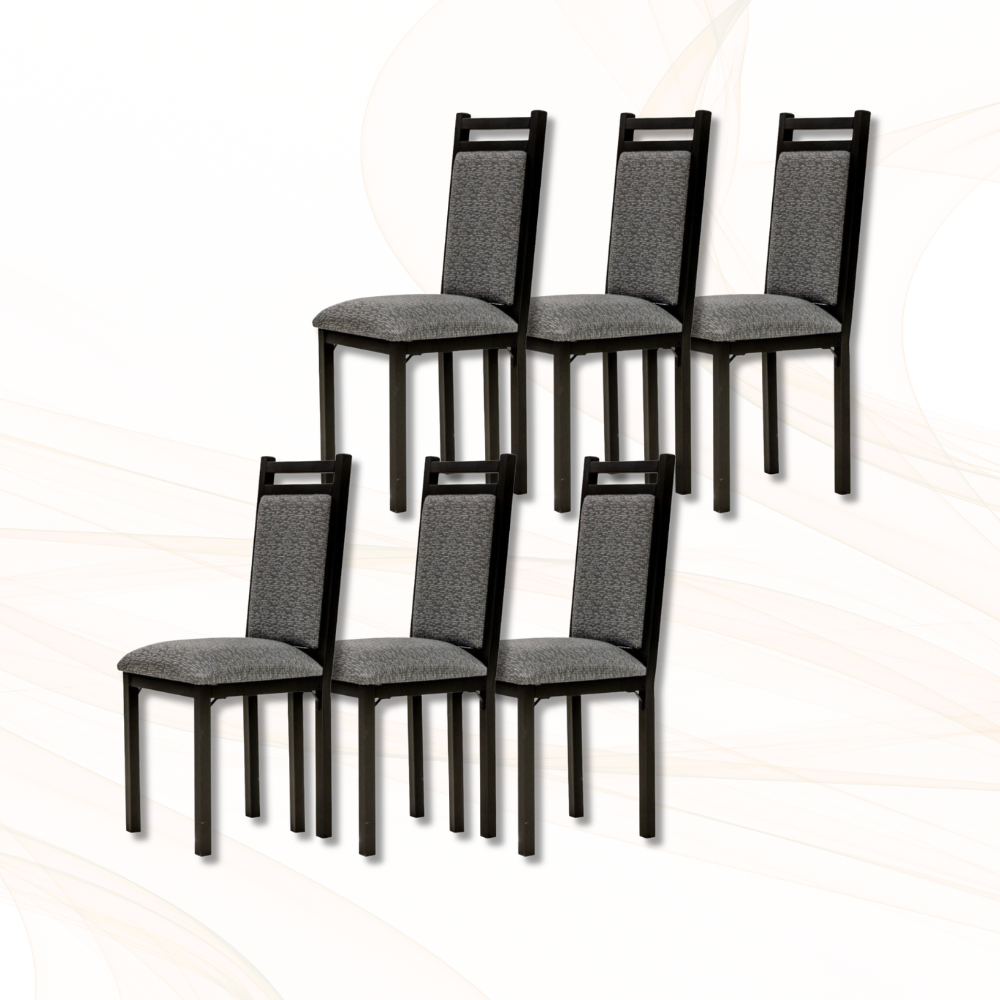 Comedor Gisela con 6 Sillas Tapizadas Color Gris