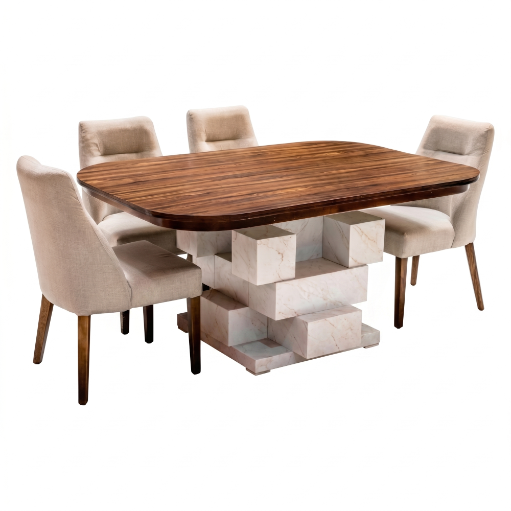Antecomedor Rectangular 4 Sillas Dragon Color Beige 1000024155
