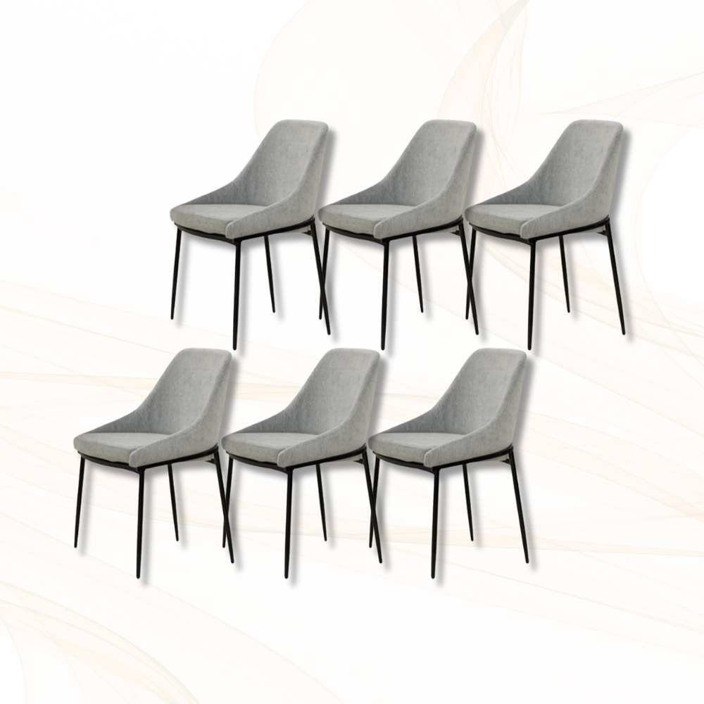 Comedor de 6 Sillas Tapizadas Tebas Color Gris