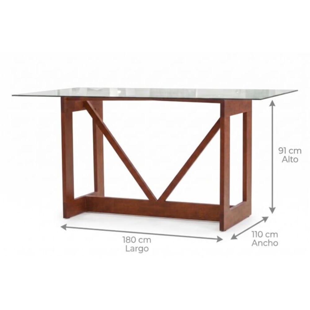 Antecomedor 6 sillas Tapizadas Cubierta Cristal Boylis Color Beige 1000024191