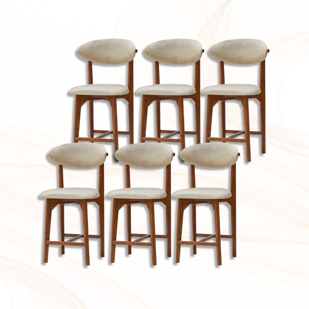 Comedor 6 sillas Tapizadas Cubierta Cristal Boylis Color Beige 1000024191