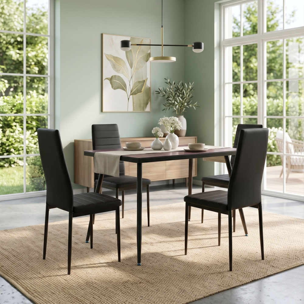 Antecomedor Toyo Moderno 4 Sillas Tactopiel Color Negro 1000024250