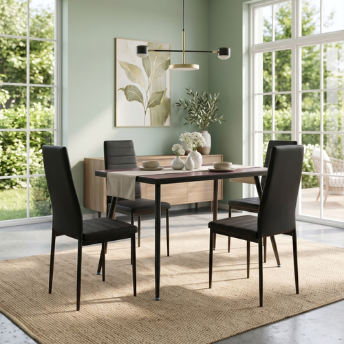Antecomedor Toyo Moderno 4 Sillas Tactopiel Color Negro