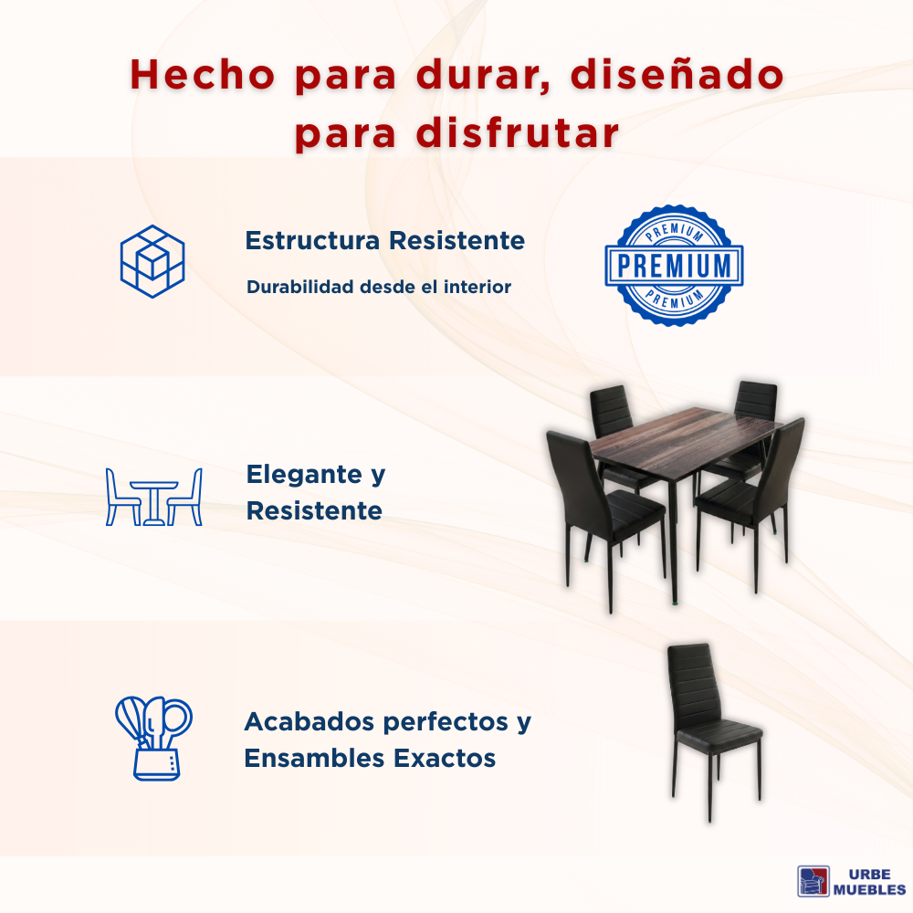 Antecomedor Toyo Moderno 4 Sillas Tactopiel Color Negro 1000024250